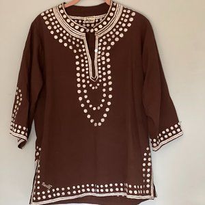 Vintage Macelli Designer Line Embroidered Tunic Made in Mexico Medium